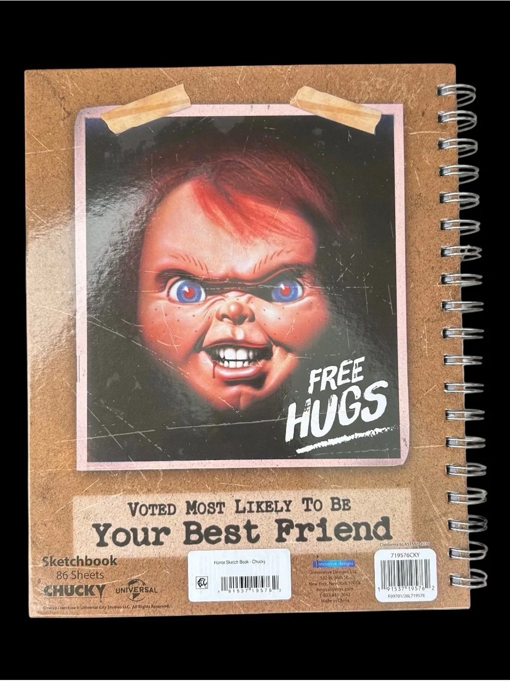 Chucky Sketchbook Set With 5 Color Pencils Horror Halloween Spiral Bound New